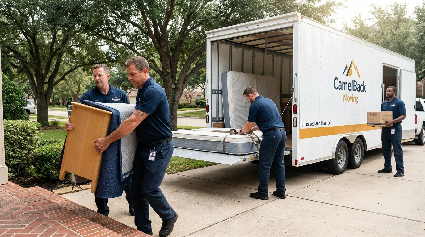 Crew loading residential truck for cross-state move from Hot Springs National Park, AR