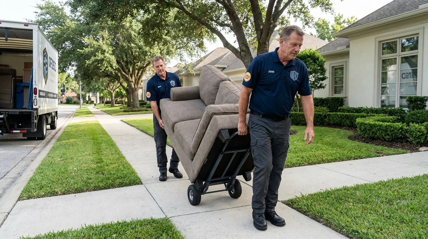Local residential moving crew loading furniture in Hot Springs National Park, AR